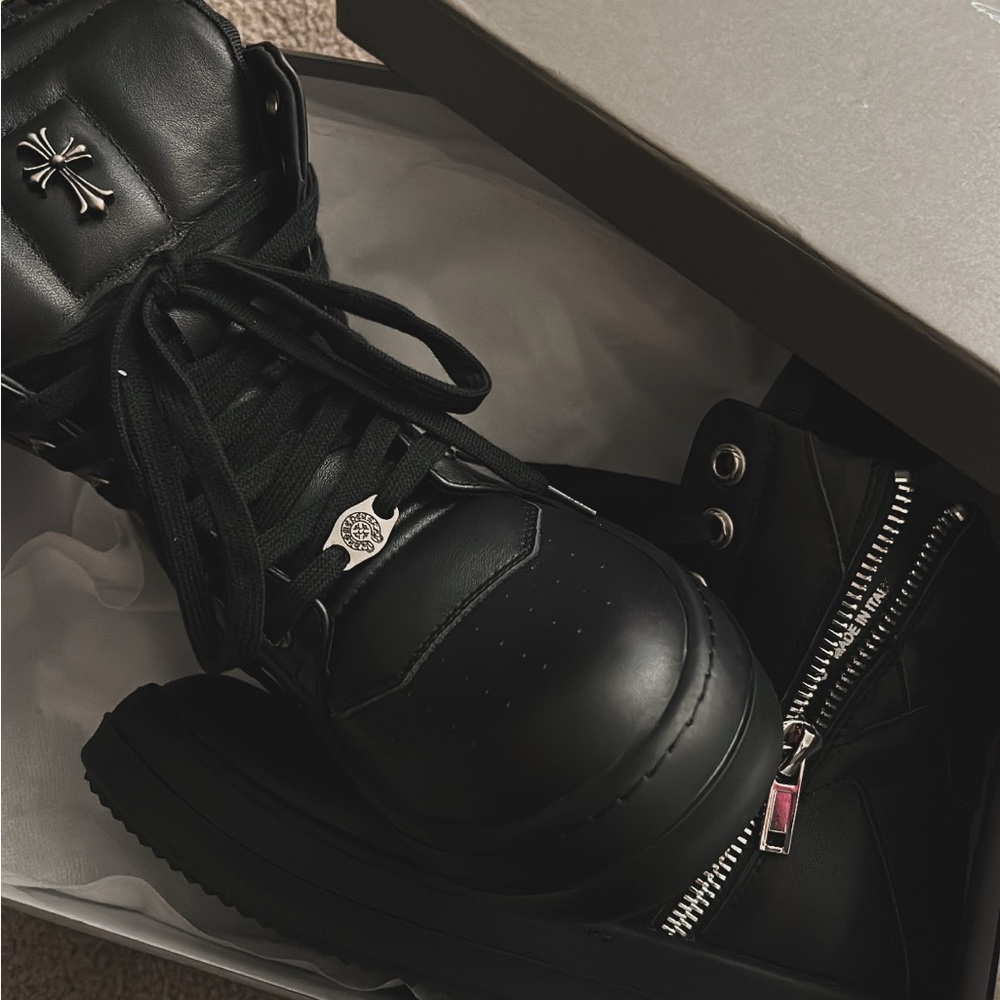 Rick Owens Geobasket x Chrome Heart shoes Collab Sneakers